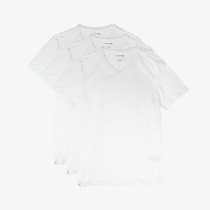 Lacoste 3-Pack Slim Fit V Neck Valkoinen | KHX-980261
