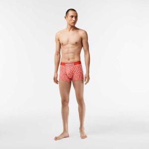 Lacoste 3-Pack Stretch Puuvilla Printed Trunks Oranssi Harmaat Valkoinen | OYP-397048