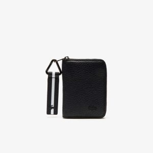 Lacoste Altitude Raidallinen Zip Pull Grained Nahkaiset Wallet Tummansininen | YGO-382915