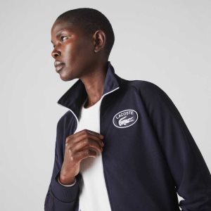 Lacoste Badge Pique Zippered Laivastonsininen Sininen | UKN-982370