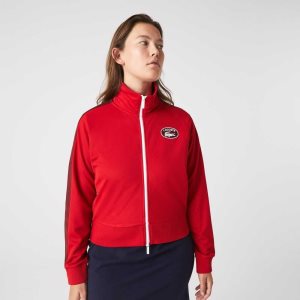 Lacoste Badge Pique Zippered Punainen | DNR-189250