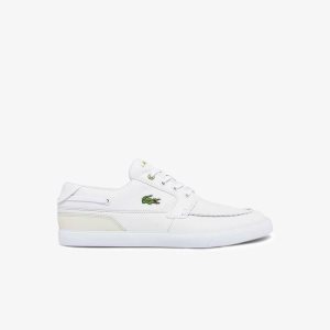 Lacoste Bayliss Deck Nahkaiset Vene Valkoinen Valkoinen | IEY-870945