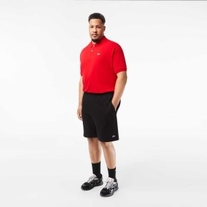 Lacoste Big Fit Organic Puuvilla Brushed Fleece Mustat | HFK-783415