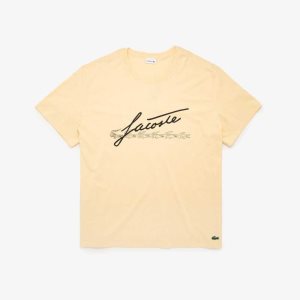 Lacoste Big Fit Signature Print Keltainen | NOT-974802