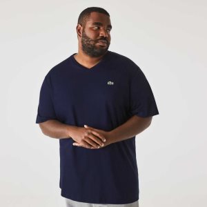 Lacoste Big Fit V-Neck Jersey Laivastonsininen Sininen | MTC-475326