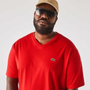 Lacoste Big Fit V-Neck Jersey Punainen | WVK-897251