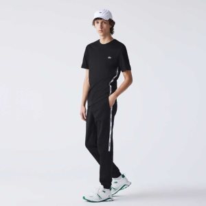 Lacoste Branded Bands Laiha Fleece Jogging Mustat | OWS-164378