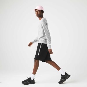 Lacoste Branded Bands Puuvilla Fleece Blend Shorts Mustat | VRK-140238