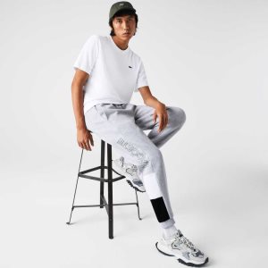 Lacoste Branded Colorblock Fleece Jogging Harmaat Valkoinen Mustat | VKP-392651