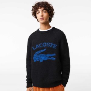 Lacoste Branded Contrast Crocodile Blend Alpaca Mustat Sininen | MIT-429135