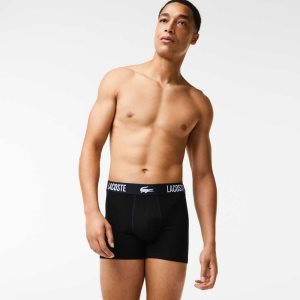 Lacoste Branded Contrast Crocodile Bokserin Brief 3-Pack Mustat Punainen Valkoinen | YPL-043589