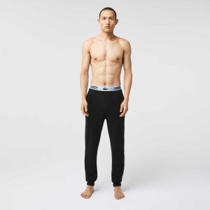 Lacoste Branded Vyötärö Crocodile Print Pajama Pants Mustat | FKE-385067
