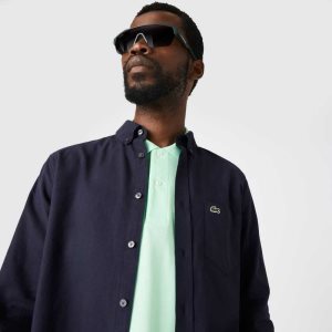 Lacoste Buttoned Collar Oxford Puuvilla Laivastonsininen Sininen | HDX-826937