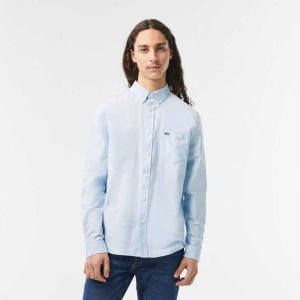 Lacoste Buttoned Collar Oxford Puuvilla Sininen | PCN-154329