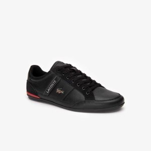 Lacoste Chaymon Nahkaiset Mustat Punainen | DFL-742180