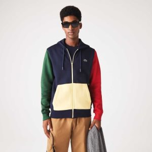 Lacoste Classic Fit Color-Block Hupullinen Zip Laivastonsininen Sininen Vihreä Punainen Keltainen | OVT-689571