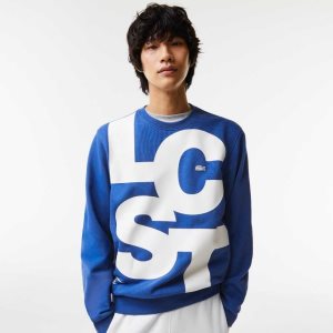 Lacoste Classic Fit Contrast Lettering Puuvilla Sininen | TFV-635481
