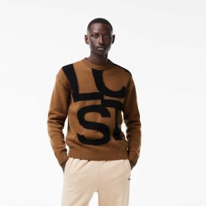 Lacoste Classic Fit Contrast Lettering Villa Ruskea Mustat | QGW-807256