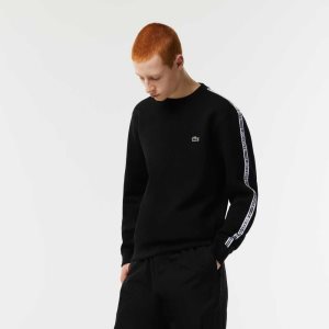 Lacoste Classic Fit Logo Stripe Flannel Mustat | WEK-173506
