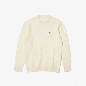 Lacoste Classic Fit Villa Cable Knit Valkoinen | DFT-209345