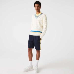 Lacoste Color-Block Brushed Fleece Laivastonsininen Sininen Keltainen | XMV-941756