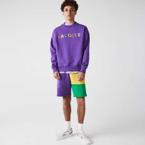Lacoste Colorblock Fleece Bermuda Shorts Violetit Keltainen Vihreä | DCO-372850