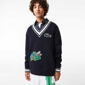 Lacoste Comic Badge Laivastonsininen Sininen Valkoinen | GXI-257630