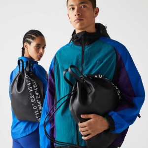Lacoste Contrast Geographical Coordinate Litteät Backpack Mustat Valkoinen | XPY-381670
