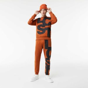 Lacoste Contrast Lettering Puuvilla Ruskea | OEL-647092