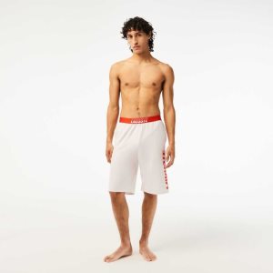Lacoste Contrast Logo Waistband Shorts Beige | VJE-076928
