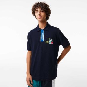Lacoste Contrast Placket And Crocodile Badge Laivastonsininen Sininen | IQU-953674