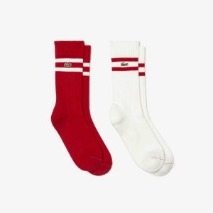 Lacoste Contrast Raidallinen Ribbed Knit Punainen Valkoinen | KVH-324156