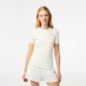 Lacoste Crew Neck French Made Organic Puuvilla Pique T-Shirt Valkoinen | NWO-470385