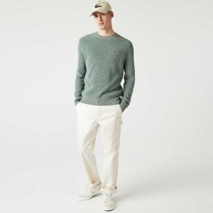 Lacoste Crew Neck Heathered Knit Valkoinen Vihreä Beige | CZA-508973