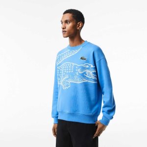 Lacoste Crew Neck Loose Fit Croc Print Sininen | GHR-653890