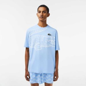 Lacoste Crew Neck Loose Fit Crocodile Print Sininen | XHQ-612574