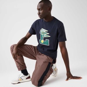 Lacoste Crew Neck Pennants L Badge Puuvilla Laivastonsininen Sininen | QES-976235
