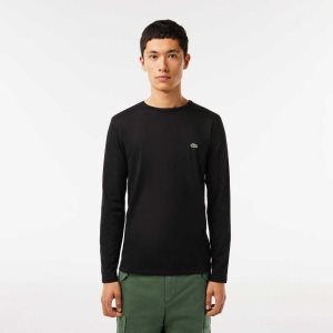 Lacoste Crew Neck Pima Puuvilla Jersey Mustat | KIB-625789