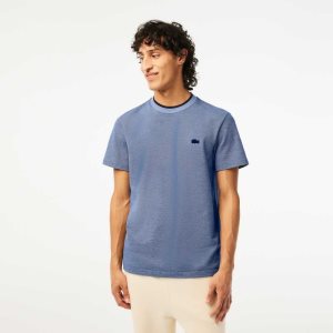 Lacoste Crew Neck Premium Puuvilla Sininen Laivastonsininen Sininen Valkoinen | BVS-623471