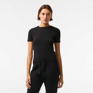 Lacoste Crew Neck Puuvilla Blend T-Shirt Mustat | GWT-317856