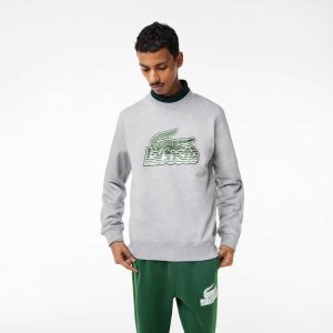 Lacoste Crew Neck Unbrushed Fleece Sweatshirt Harmaat | LDJ-258643