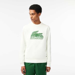 Lacoste Crew Neck Unbrushed Fleece Valkoinen | RIF-746520