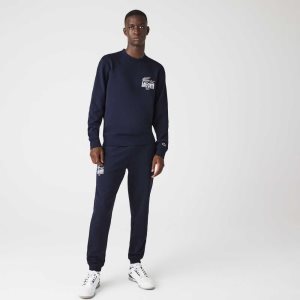 Lacoste Crocodile Branding Puuvilla Fleece Jogging Laivastonsininen Sininen | PVD-274815