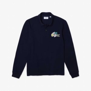 Lacoste Crocodile Comic Badge Laivastonsininen Sininen | JNO-569824
