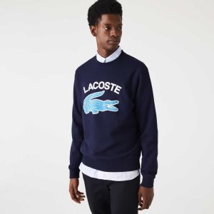 Lacoste Crocodile Print Crew Neck Laivastonsininen Sininen | PWF-985364