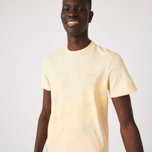 Lacoste Crocodile Print Crew Neck Stretch Organic Puuvilla Keltainen | ZFS-089271