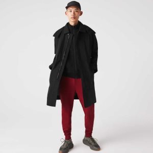 Lacoste Detachable Hood Knee-Length Vesi-Resistant Parka Mustat | BAU-081926