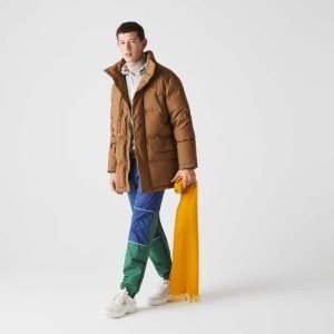 Lacoste Detachable Hood Long Puffer Coat Ruskea | KSP-758943