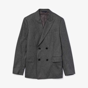 Lacoste Double-Breasted Chevron Virgin Villa And Cashmere Blazer Harmaat Harmaat | TWF-356920