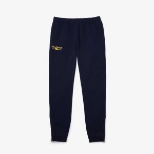 Lacoste Embroidered Signature Puuvilla Fleece Jogging Laivastonsininen Sininen | NPT-308469